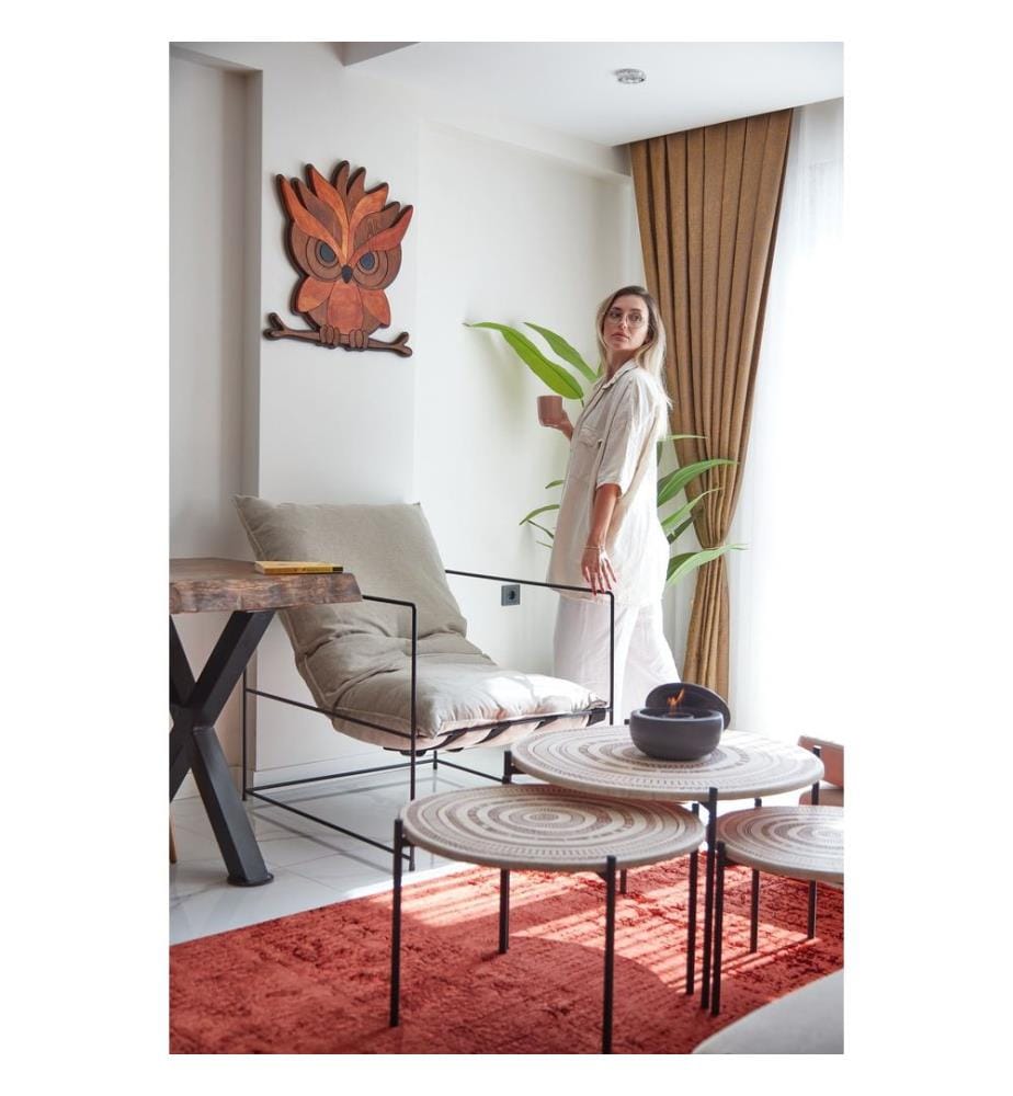 Chaise à oreilles, crème, châssis : métal, tissu : 85% polyester / 15% coton