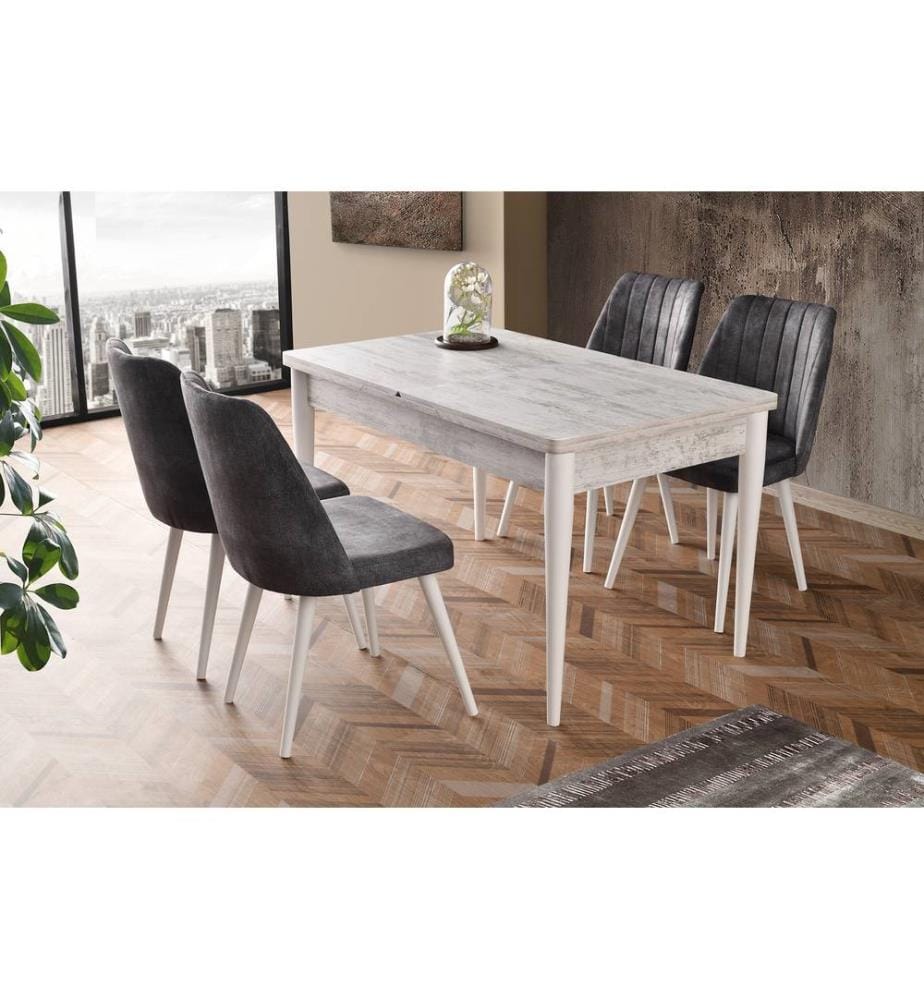 Tavolo Da Pranzo, Bianco, Piastra Di Particelle Rivestita Di Melamina