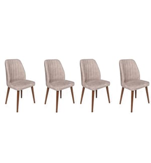 Ensemble de chaises, 4 pièces, Mink, Walnut, Frame : Métal, Siège : Tissu de velours