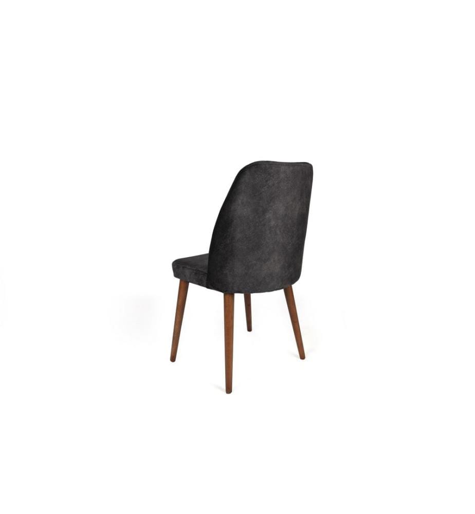 Ensemble de chaises, 4 pièces, anthracite, noyer, piétement : Métal, Siège : Tissu de velours