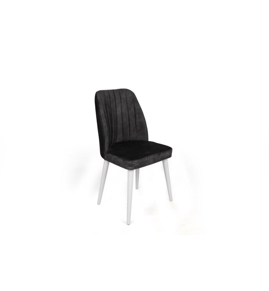 Ensemble de chaises, 4 pièces, anthracite, blanc, piétement : Métal, Siège : Tissu de velours