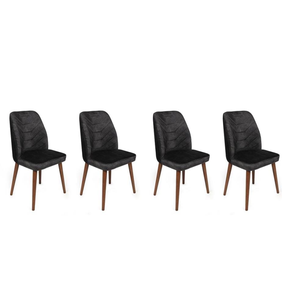 Set di sedie , 4 pezzi, Antracite, Marrone, Struttura: Metallo, Seduta: Tessuto di velluto