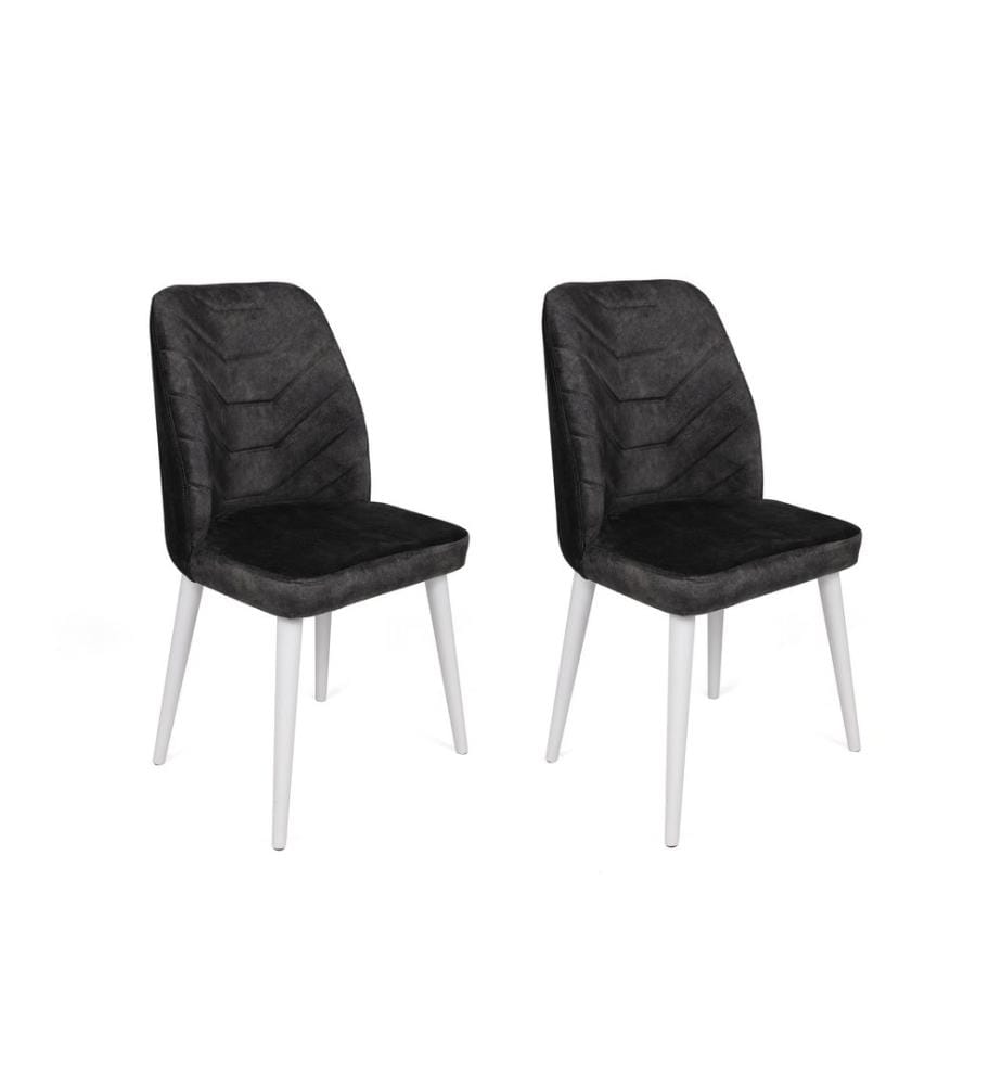 Ensemble de chaises, 4 pièces, anthracite, blanc, piétement : Métal, Siège : Tissu de velours