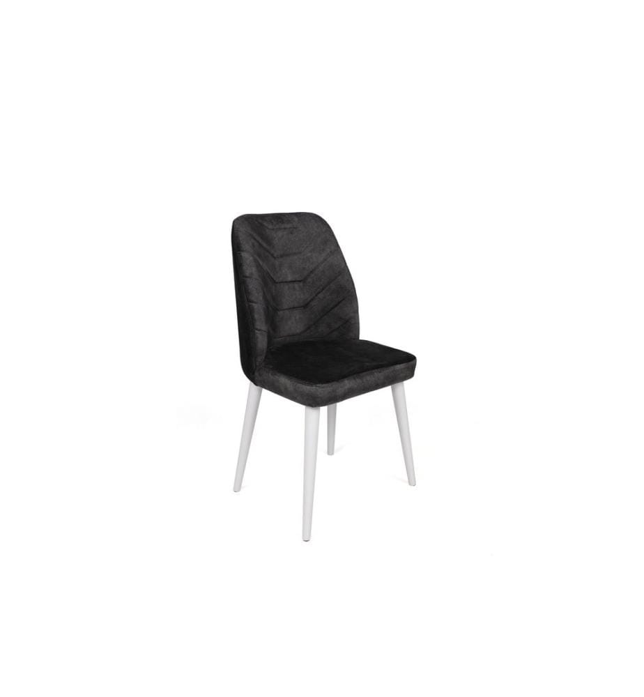 Ensemble de chaises, 4 pièces, anthracite, blanc, piétement : Métal, Siège : Tissu de velours
