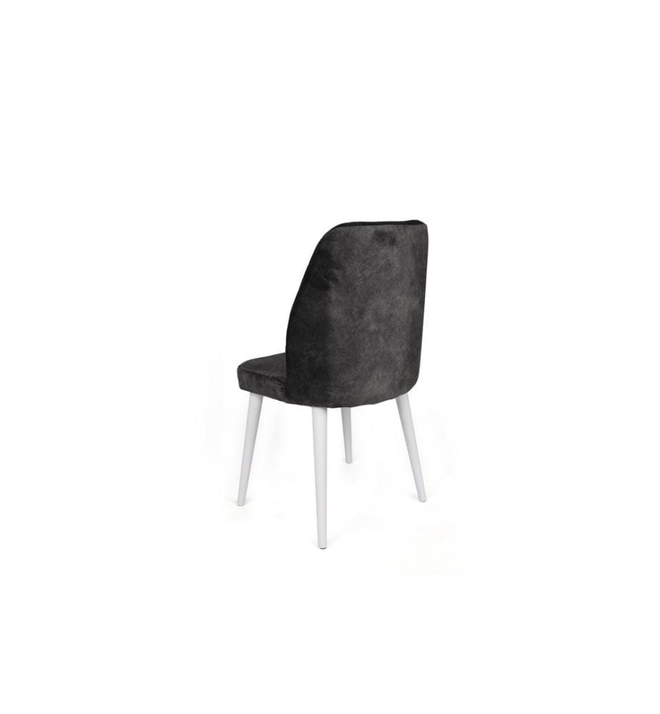 Ensemble de chaises, 4 pièces, anthracite, blanc, piétement : Métal, Siège : Tissu de velours