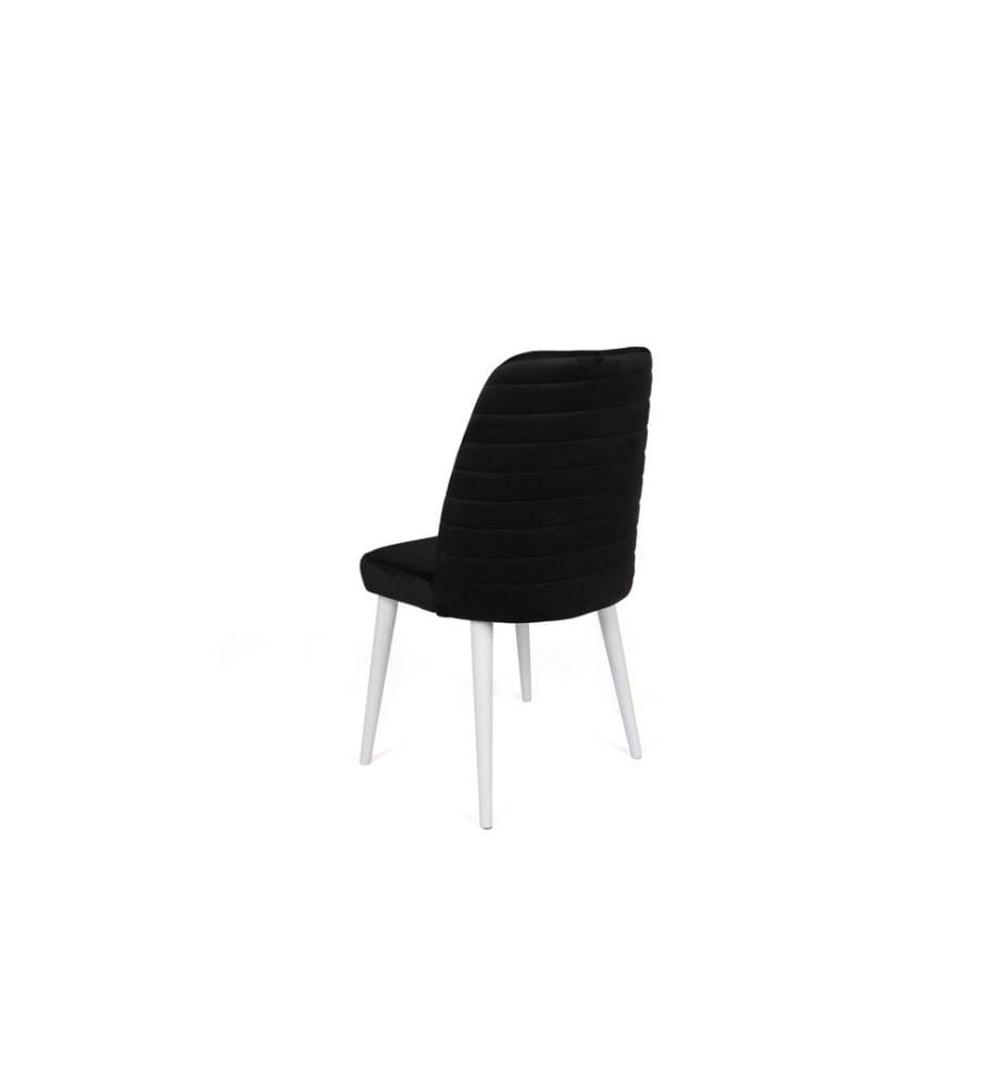 Ensemble de chaises, 4 pièces, noir, blanc, piétement : Métal, Siège : Tissu de velours