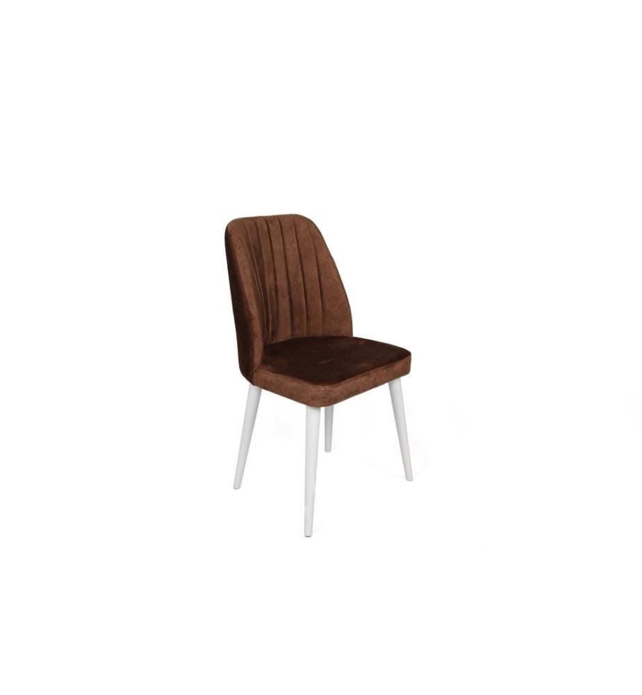 Ensemble de chaises, 2 pièces, brun, blanc, piétement : Métal, Siège : Tissu de velours