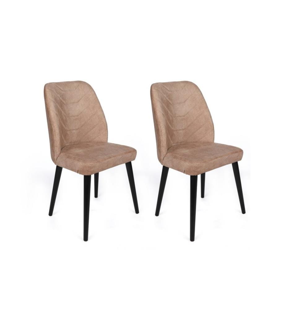 Ensemble de chaises, 2 pièces, Mink, Black, Frame : Wooden, Seat : Velvet Fabric, Back : Métal / Tissu de velours