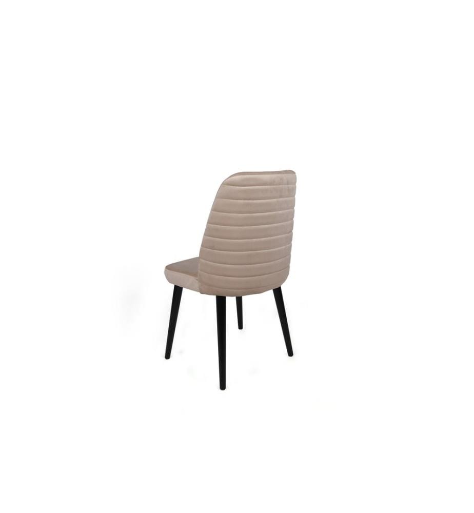 Ensemble de chaises, 2 pièces, crème, noir, châssis : Wooden, Seat : Velvet Fabric, Back : Métal / Tissu de velours