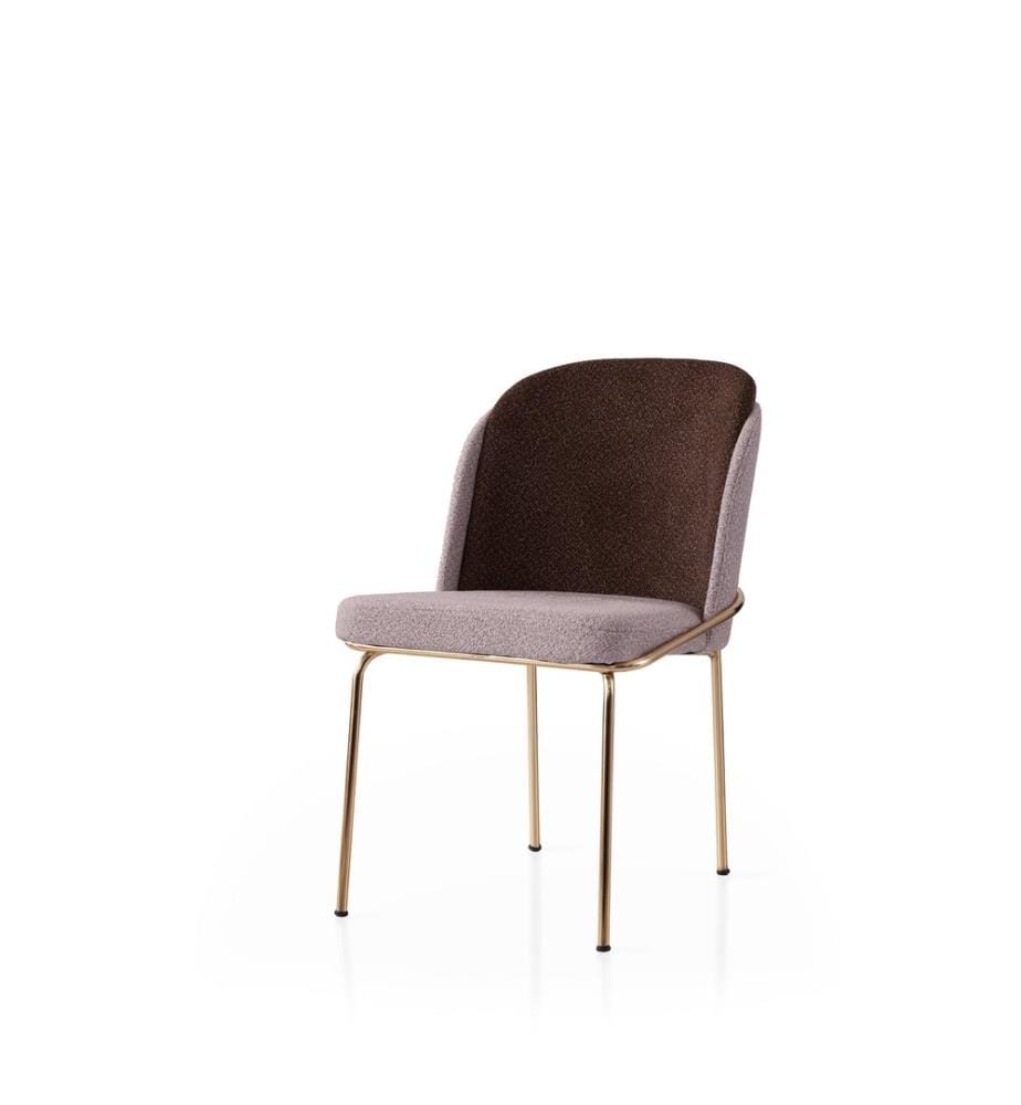 Chair Set, 2 Pieces, Gold, Brown, Mink, Frame: 100% IRON, Seat: MELAMINE COATED PARTICLE BOARD, Back: PLYWOOD