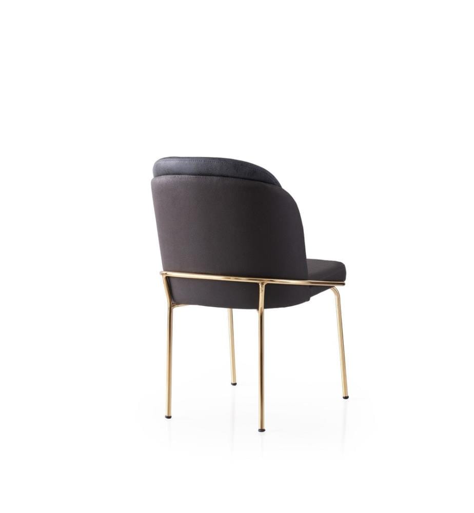 Ensemble de chaises, 4 pièces, doré, marron, structure : 100 % FER, assise : PANNEAU DE PARTICULES REVÊTU DE MÉLAMINE, dossier : CONTREPLAQUÉ