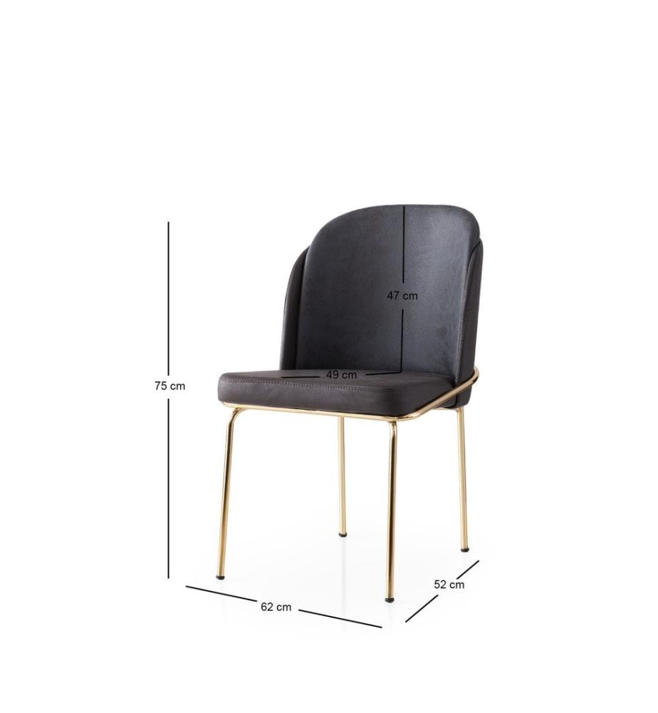 Ensemble de chaises, 4 pièces, doré, marron, structure : 100 % FER, assise : PANNEAU DE PARTICULES REVÊTU DE MÉLAMINE, dossier : CONTREPLAQUÉ