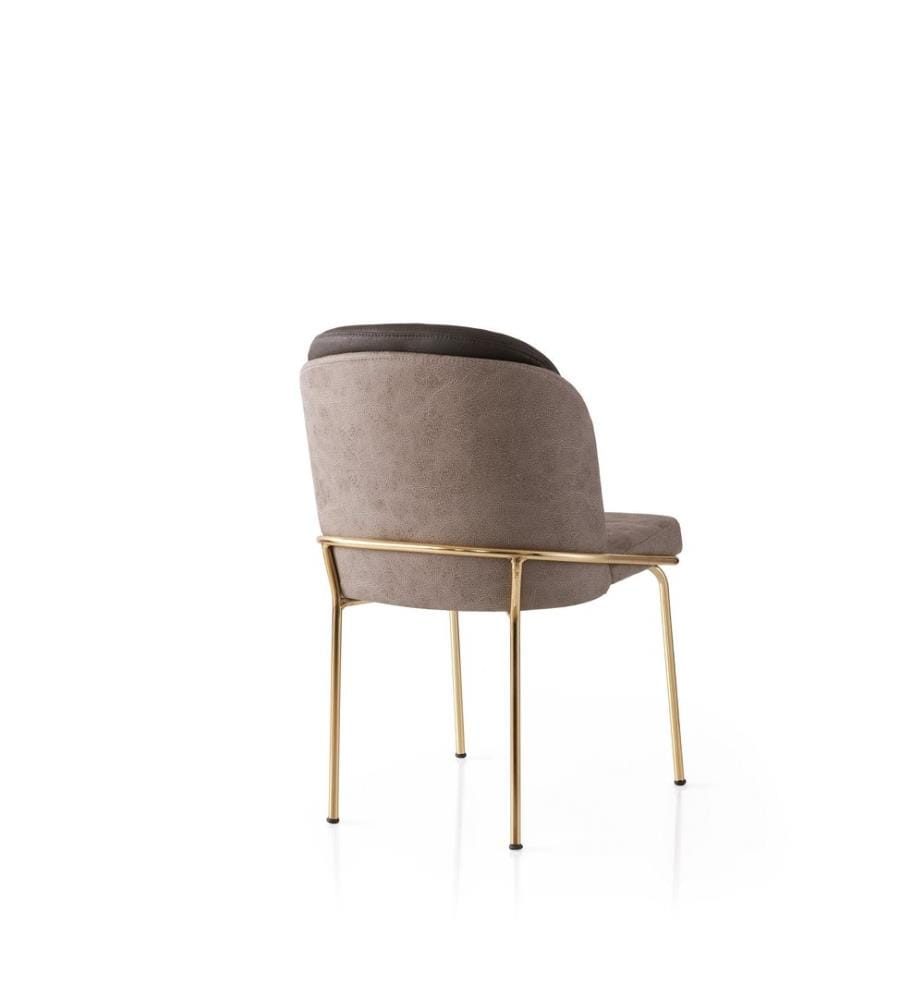 Ensemble de chaises, 2 pièces, doré, marron, structure : 100 % FER, assise : PANNEAU DE PARTICULES REVÊTU DE MÉLAMINE, dossier : CONTREPLAQUÉ