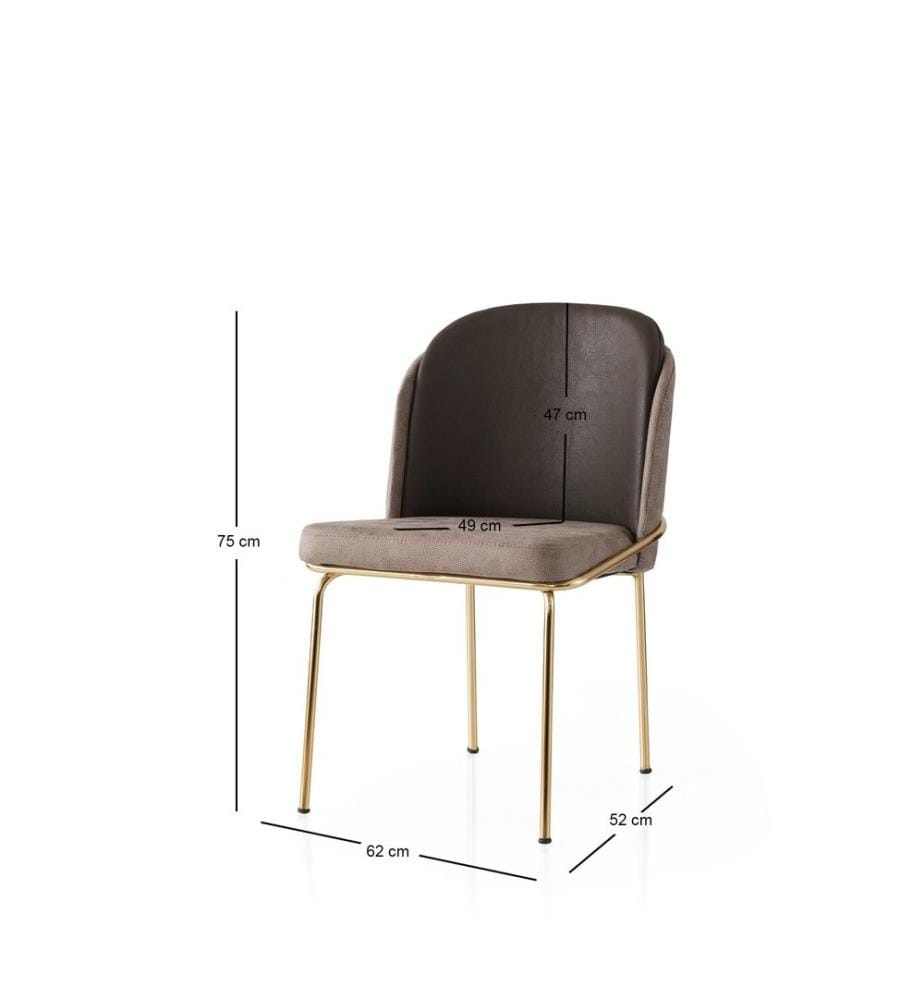 Ensemble de chaises, 4 pièces, doré, marron, structure : 100 % FER, assise : PANNEAU DE PARTICULES REVÊTU DE MÉLAMINE, dossier : CONTREPLAQUÉ