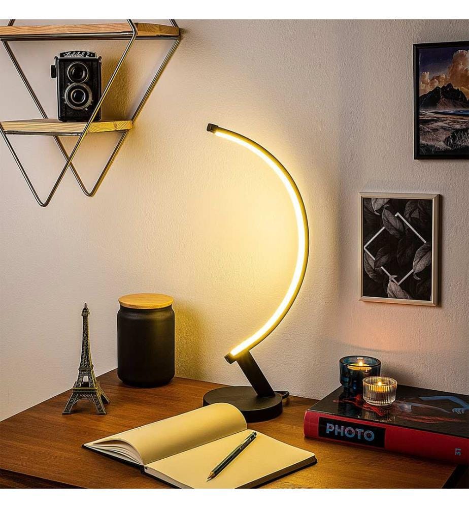 Tischlampe, Schwarz, Metallkörper
