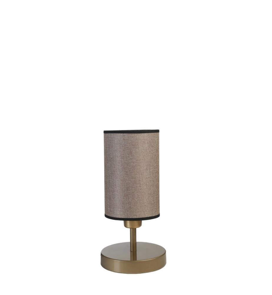 Lampe de table, dorée, beige, CORPS EN MÉTAL, CAPUCHON EN TISSU