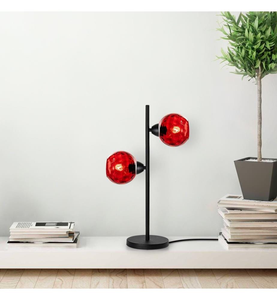 Lampada da tavolo, nero, CORPO IN METALLO, CAPPUCCIO IN VETRO