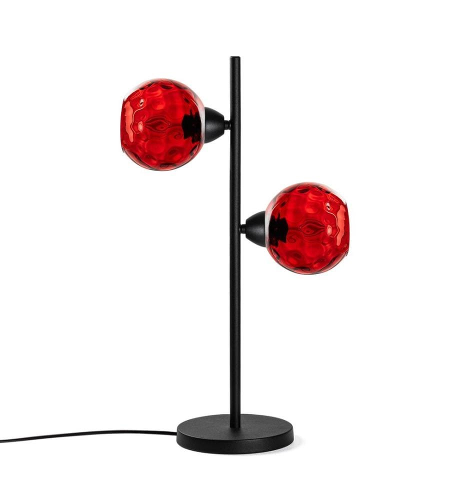 Lampada da tavolo, nero, CORPO IN METALLO, CAPPUCCIO IN VETRO