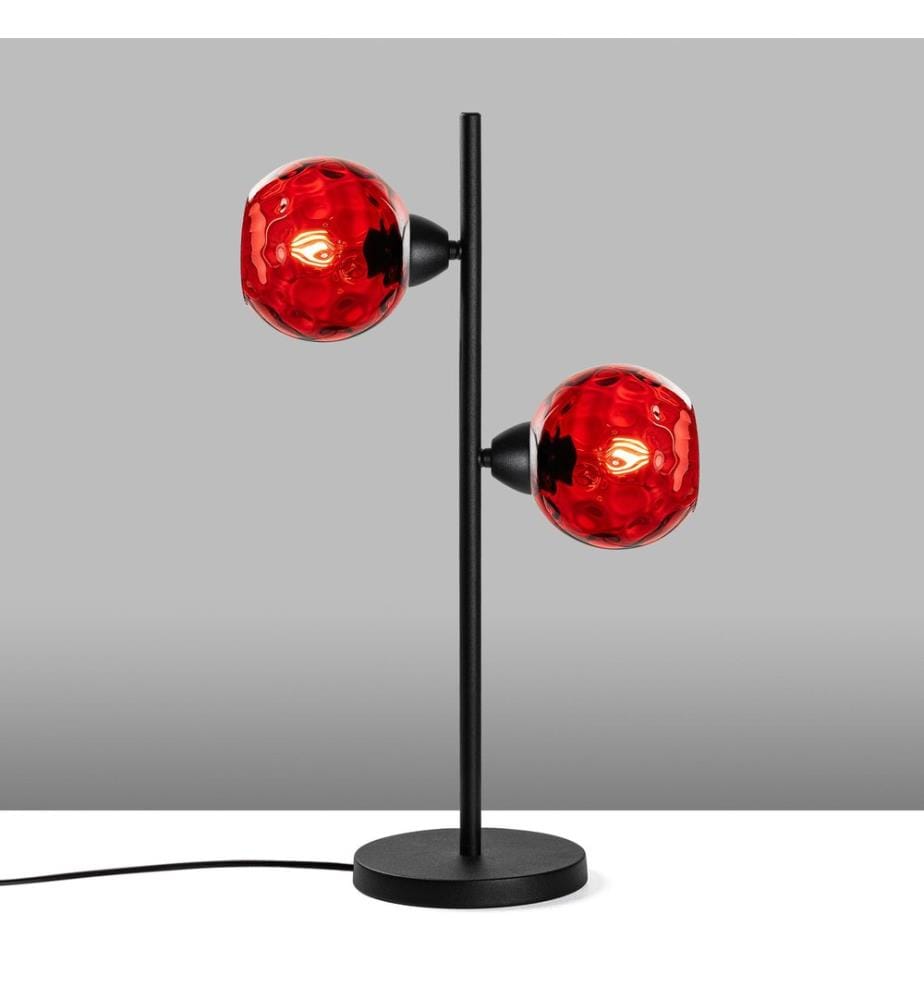 Lampada da tavolo, nero, CORPO IN METALLO, CAPPUCCIO IN VETRO