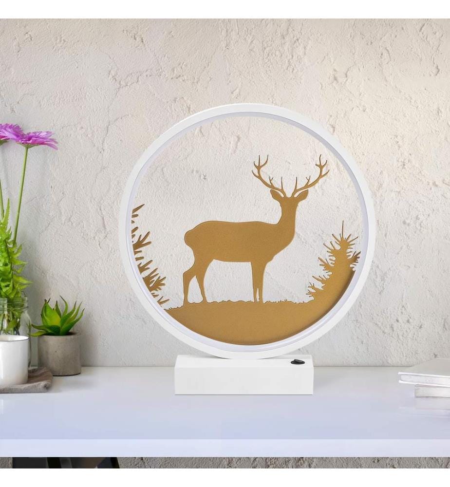 Blanc, Or, Lampes De Bureau, 16 X 9 X 4 cm, En Métal