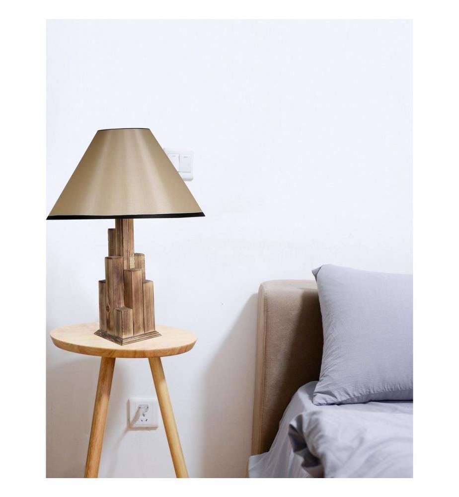 Marron, Lampes De Bureau, 14 X 14 cm, Corps En Bois