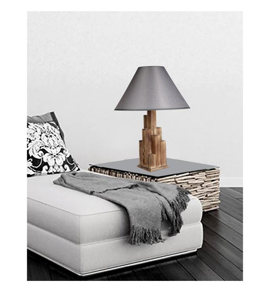 Marron, Gris, Lampes De Bureau, 14 X 14 cm, Corps En Bois