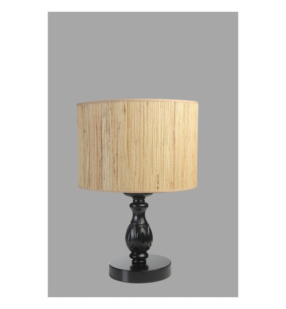 Tischlampe, schwarz, Metallkörper, Stoffkappe