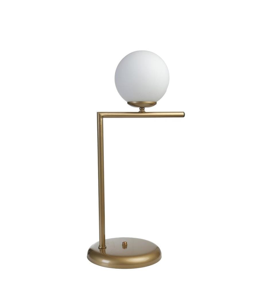Lampe de table, blanche, CORPS EN MÉTAL, abat-jour en verre