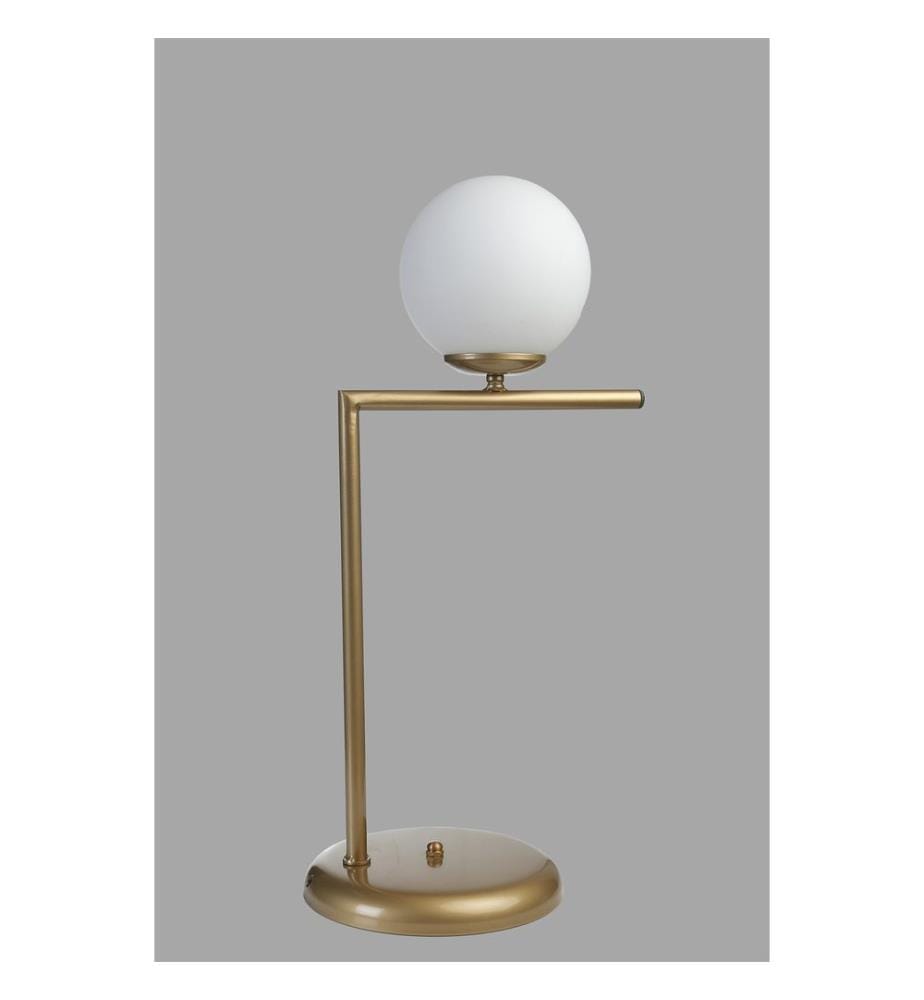 Lampe de table, blanche, CORPS EN MÉTAL, abat-jour en verre