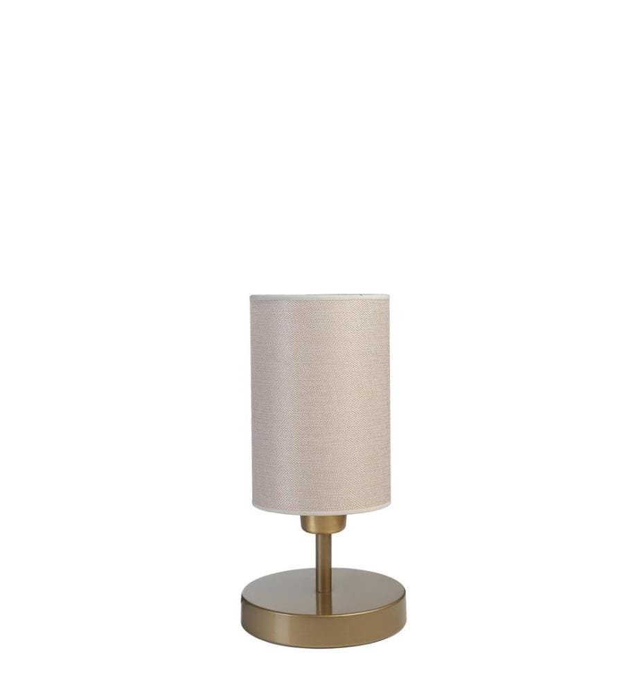 Tischlampe, Creme, Gold, Metallkörper, Stoffkappe