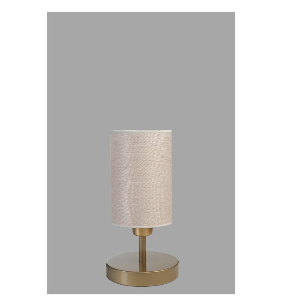 Tischlampe, Creme, Gold, Metallkörper, Stoffkappe