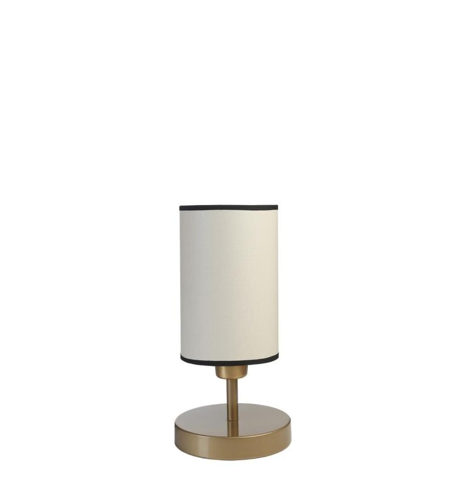 Tischlampe, Creme, Gold, Metallkörper, Stoffkappe