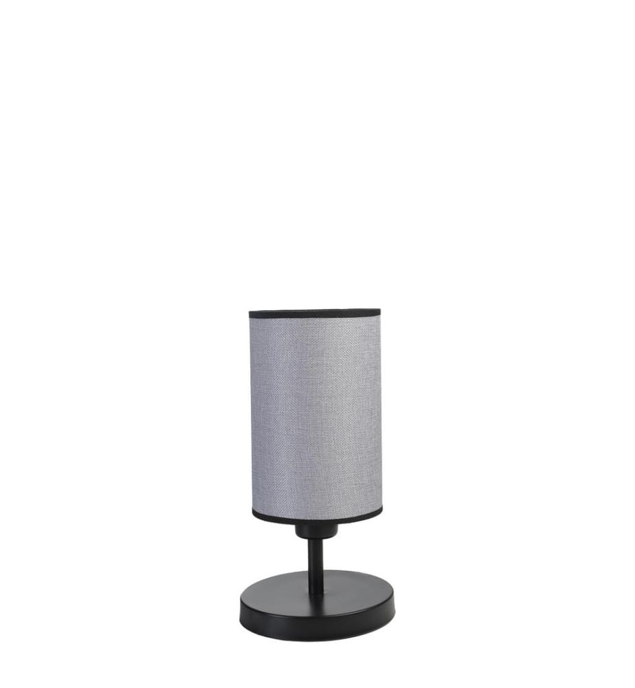 Tischlampe, Schwarz, Grau, Metallkörper, Stoffkappe