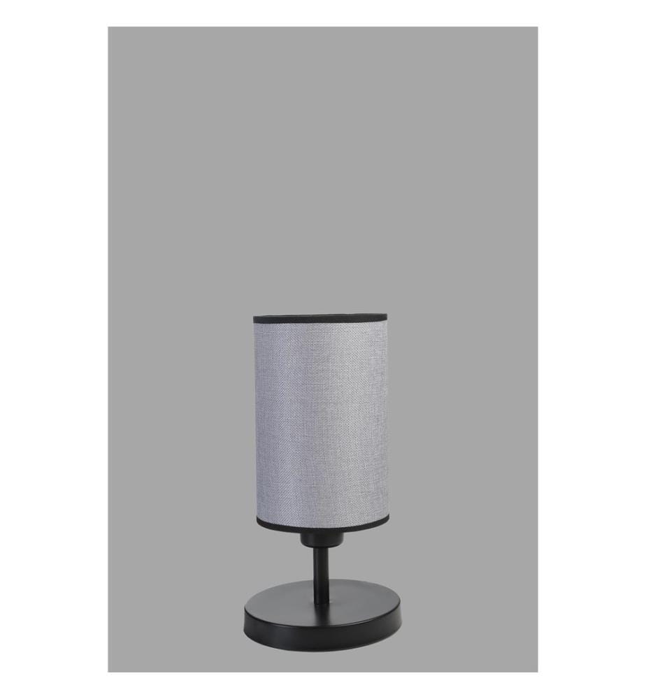 Tischlampe, Schwarz, Grau, Metallkörper, Stoffkappe