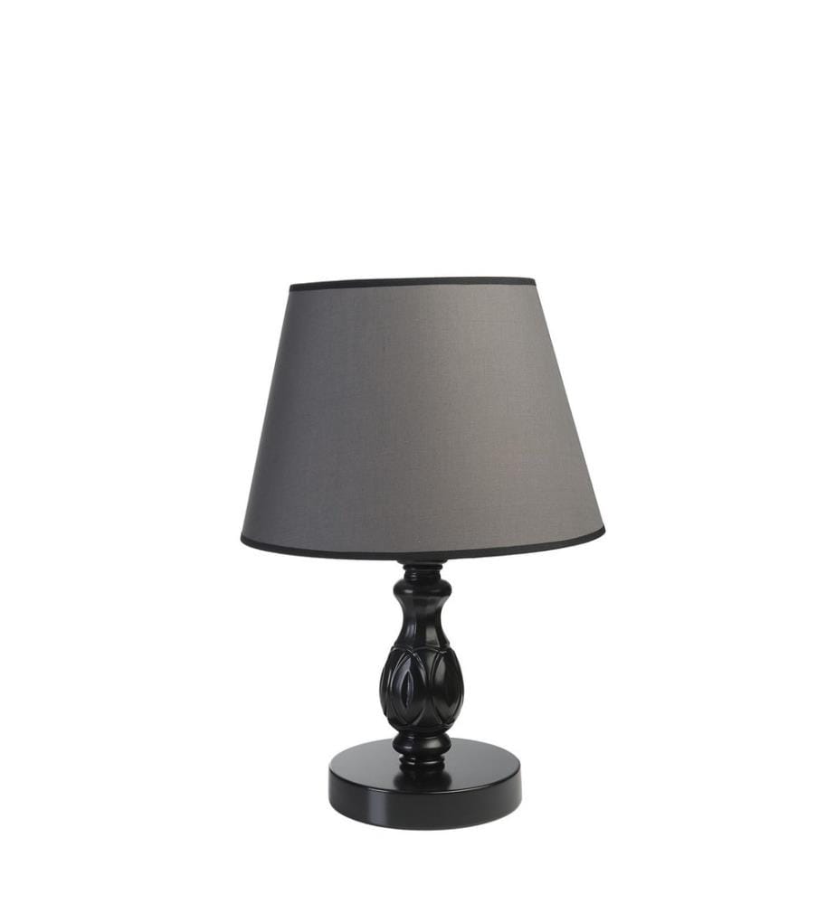 Tischlampe, Schwarz, Dunkelgrau, Metallkörper, Stoffkappe