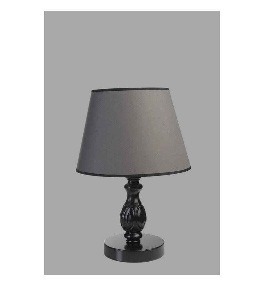 Tischlampe, Schwarz, Dunkelgrau, Metallkörper, Stoffkappe