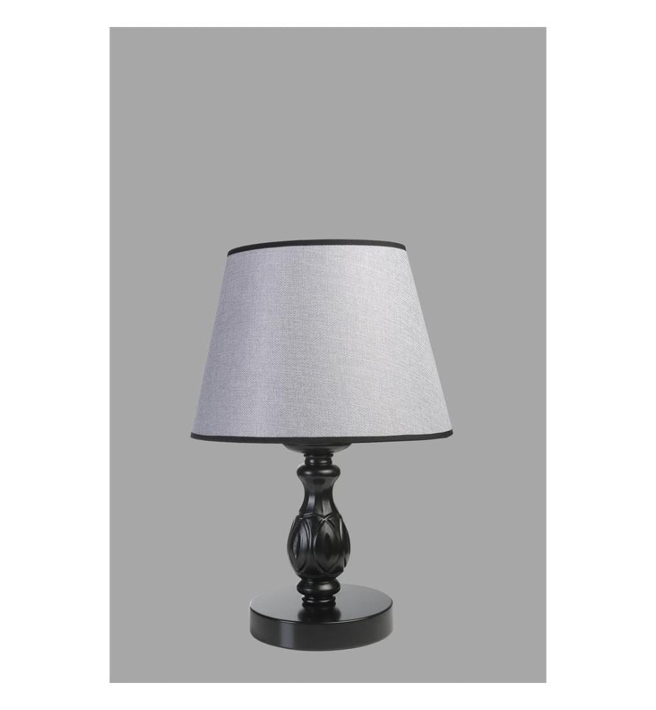 Tischlampe, Schwarz, Grau, Metallkörper, Stoffkappe