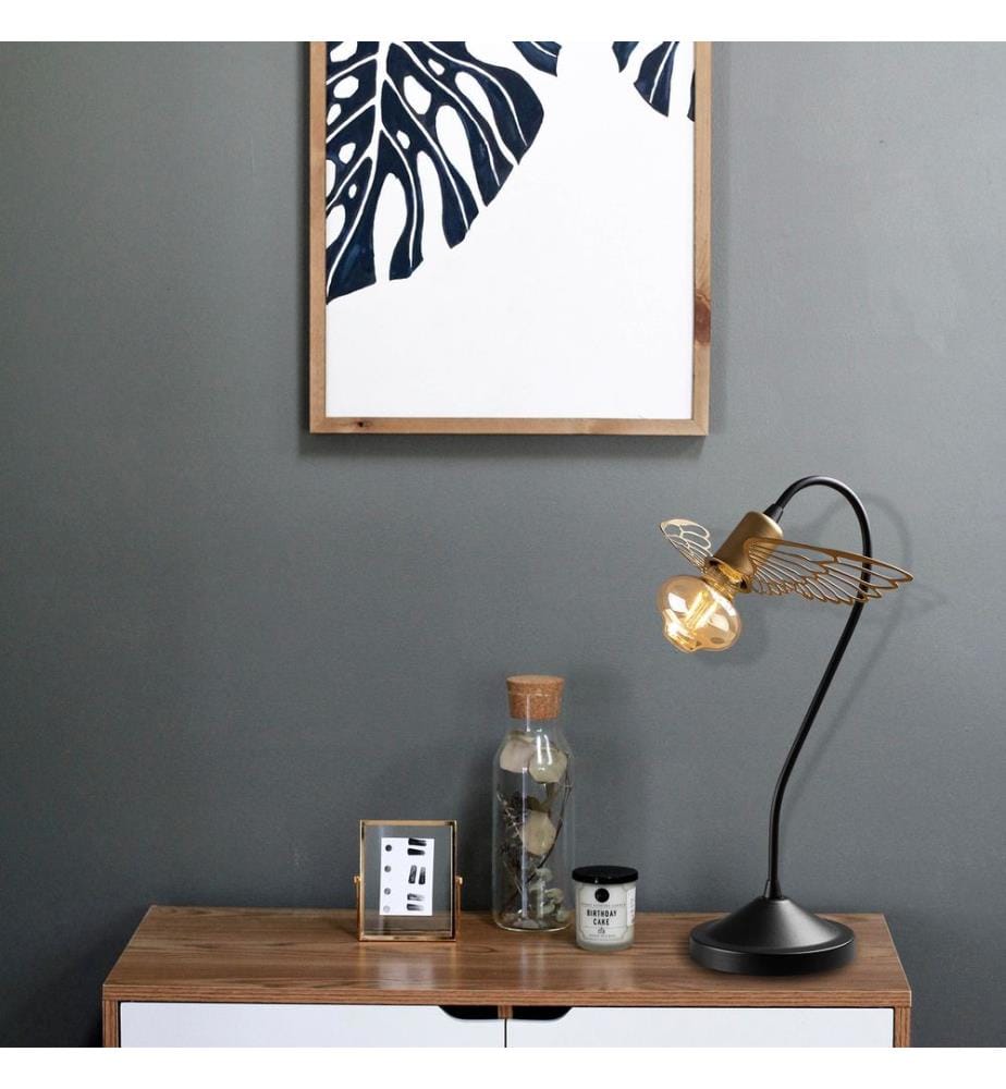 Noir, Or, Lampes De Bureau, 20 X 20 cm, Corps En Métal