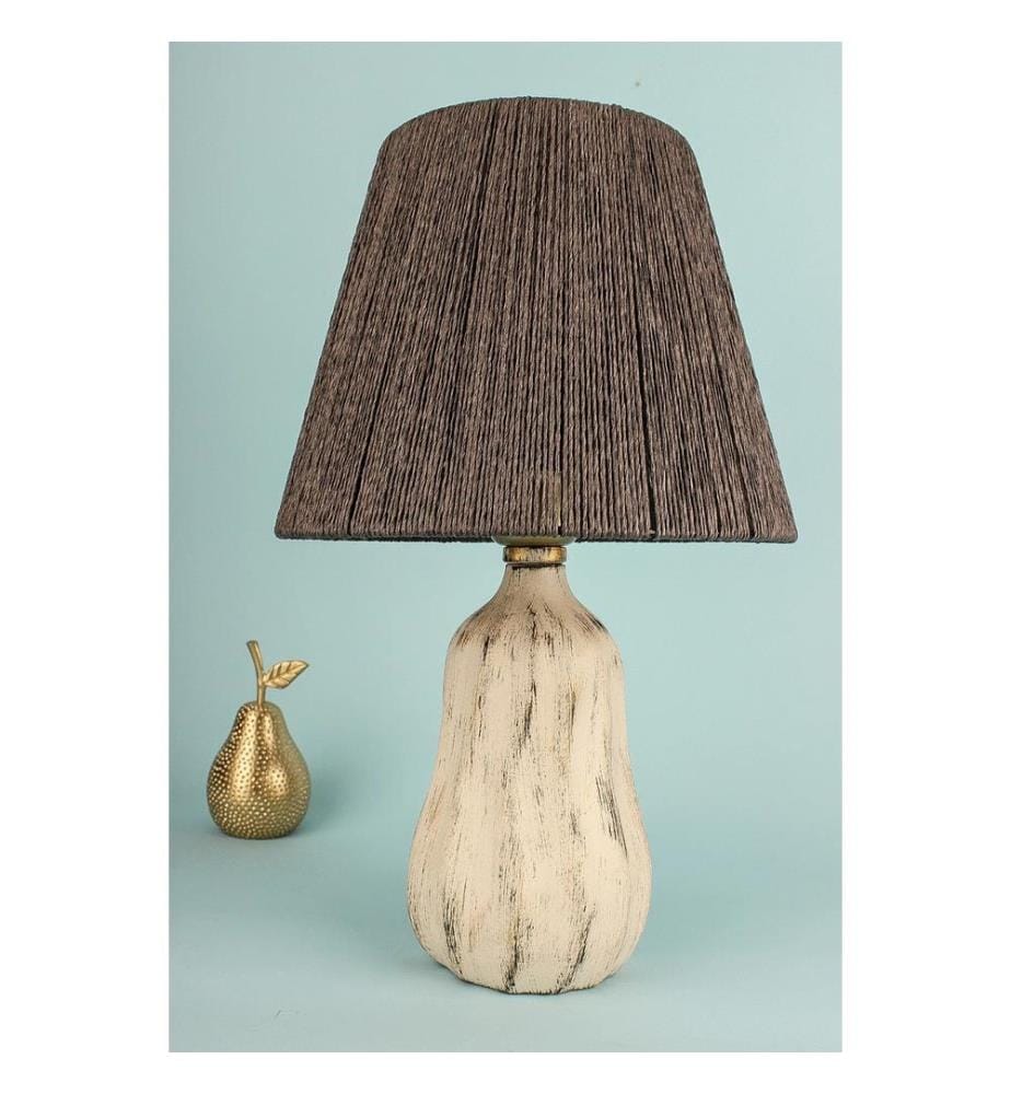 Lampe de table, grise, CORPS EN CÉRAMIQUE, CAPUCHON EN JUTE