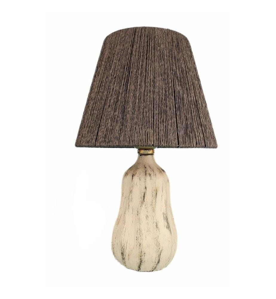 Lampe de table, grise, CORPS EN CÉRAMIQUE, CAPUCHON EN JUTE