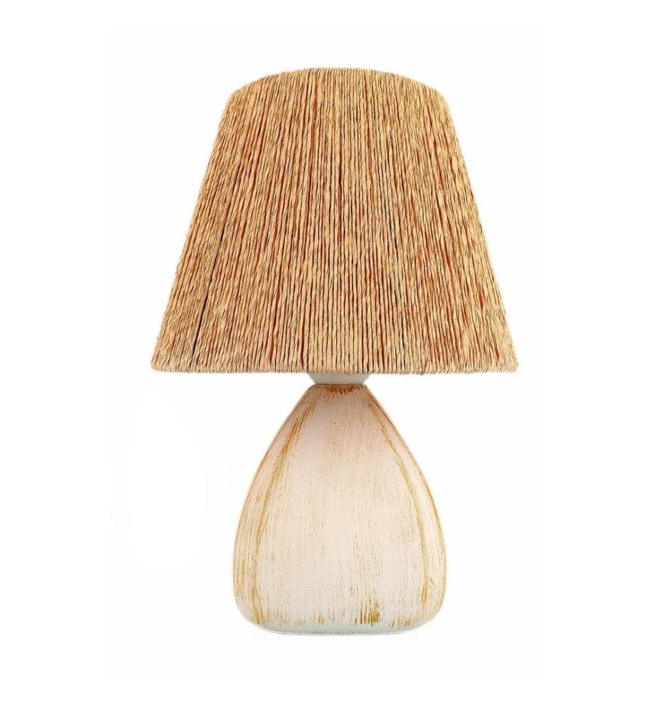 Tischlampe, Natur, KERAMIKKÖRPER, JUTEKAPPE