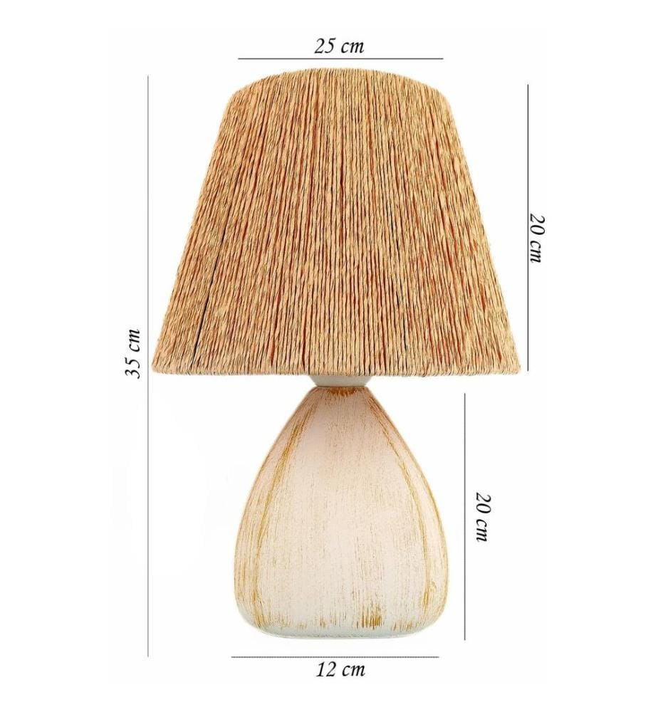 Tischlampe, Natur, KERAMIKKÖRPER, JUTEKAPPE