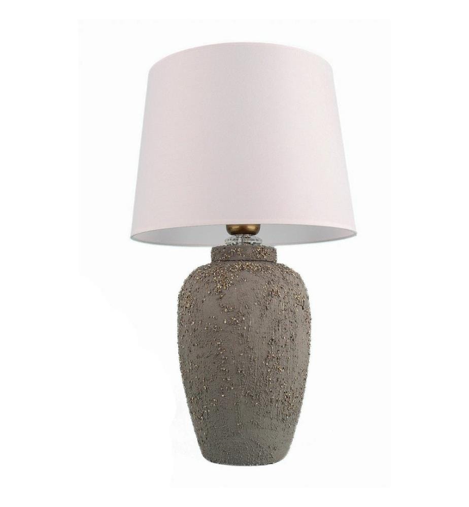 Lampe de table, grise, blanche, CORPS EN CÉRAMIQUE, capuchon en coton