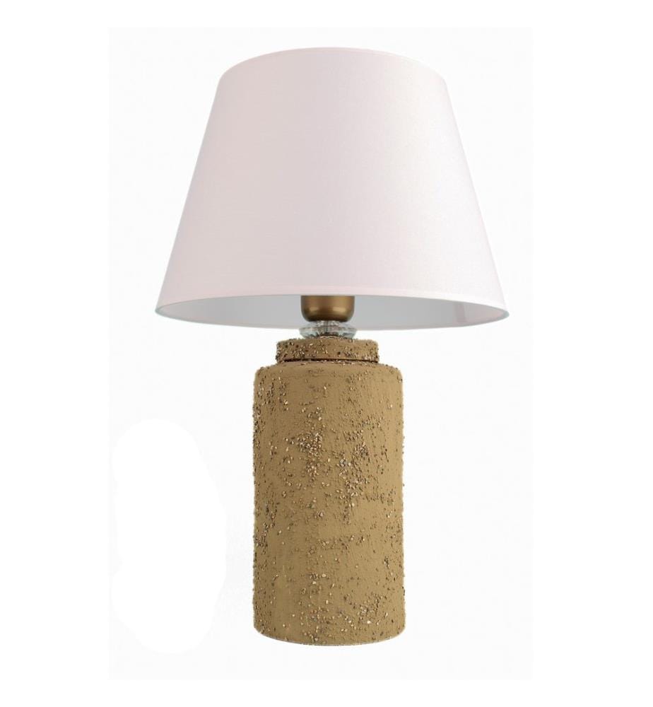 Tischleuchte, Beige, Weiss, Keramikkörper, Baumwollkappe