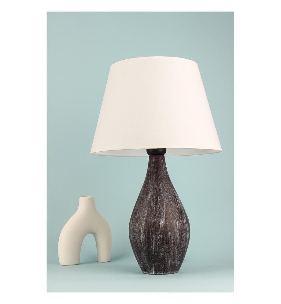 Lampe de table, noire, blanche, CORPS EN CÉRAMIQUE, capuchon en coton