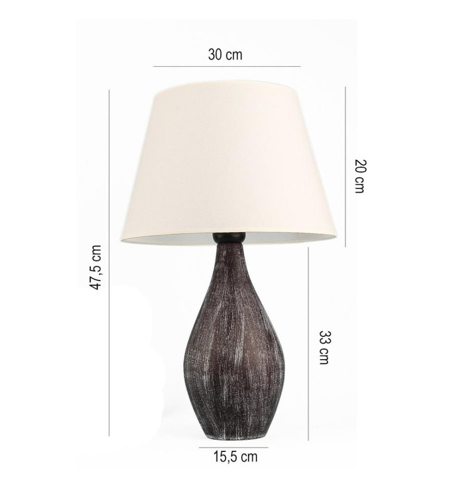 Lampe de table, noire, blanche, CORPS EN CÉRAMIQUE, capuchon en coton