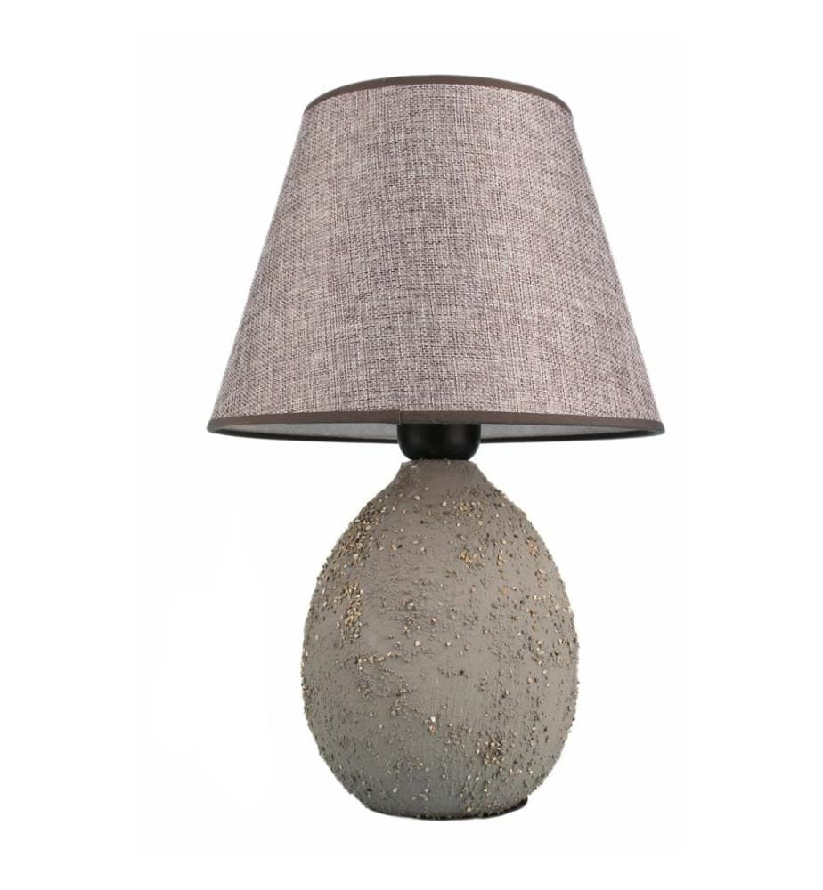 Lampe de table, grise, CORPS EN CÉRAMIQUE, CAPUCHON EN COTON