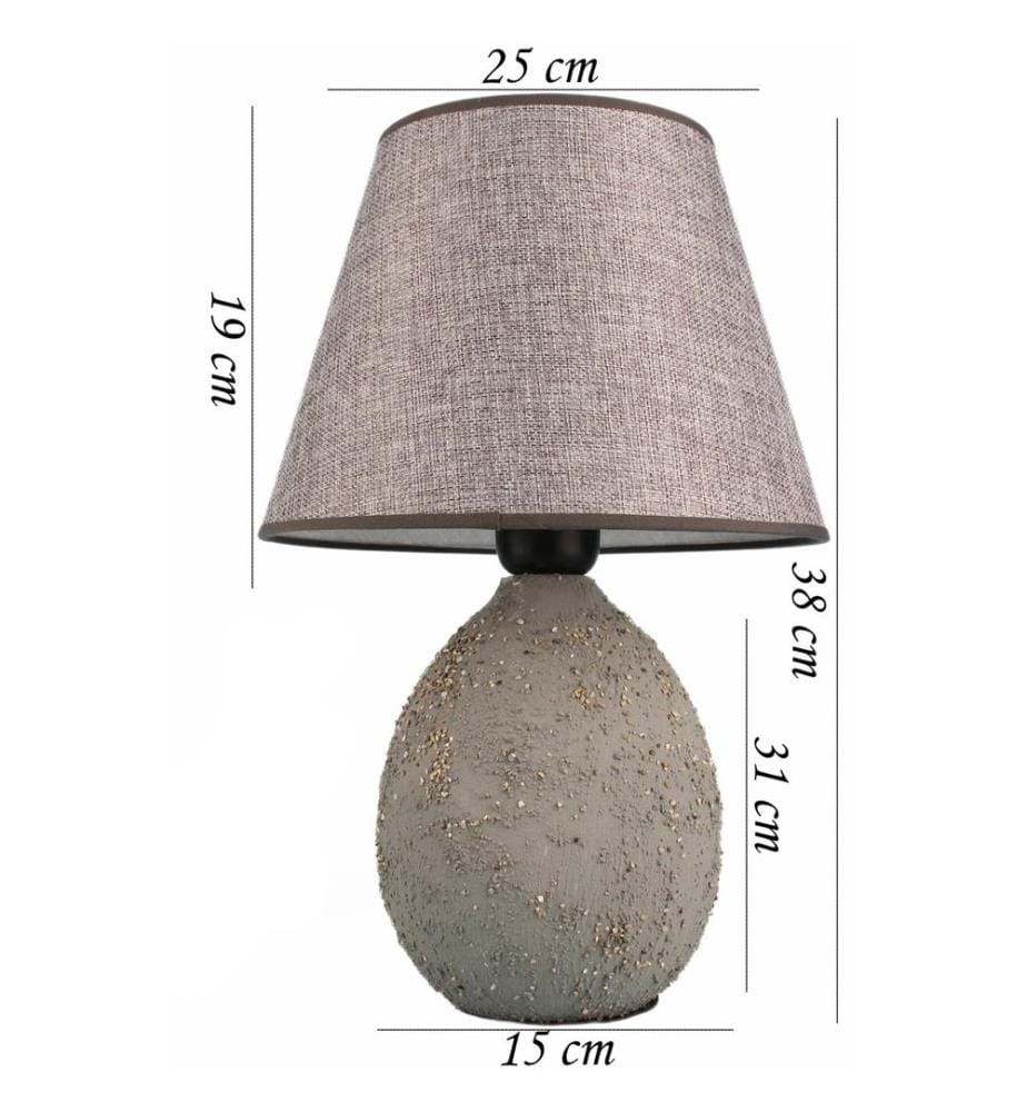 Lampe de table, grise, CORPS EN CÉRAMIQUE, CAPUCHON EN COTON