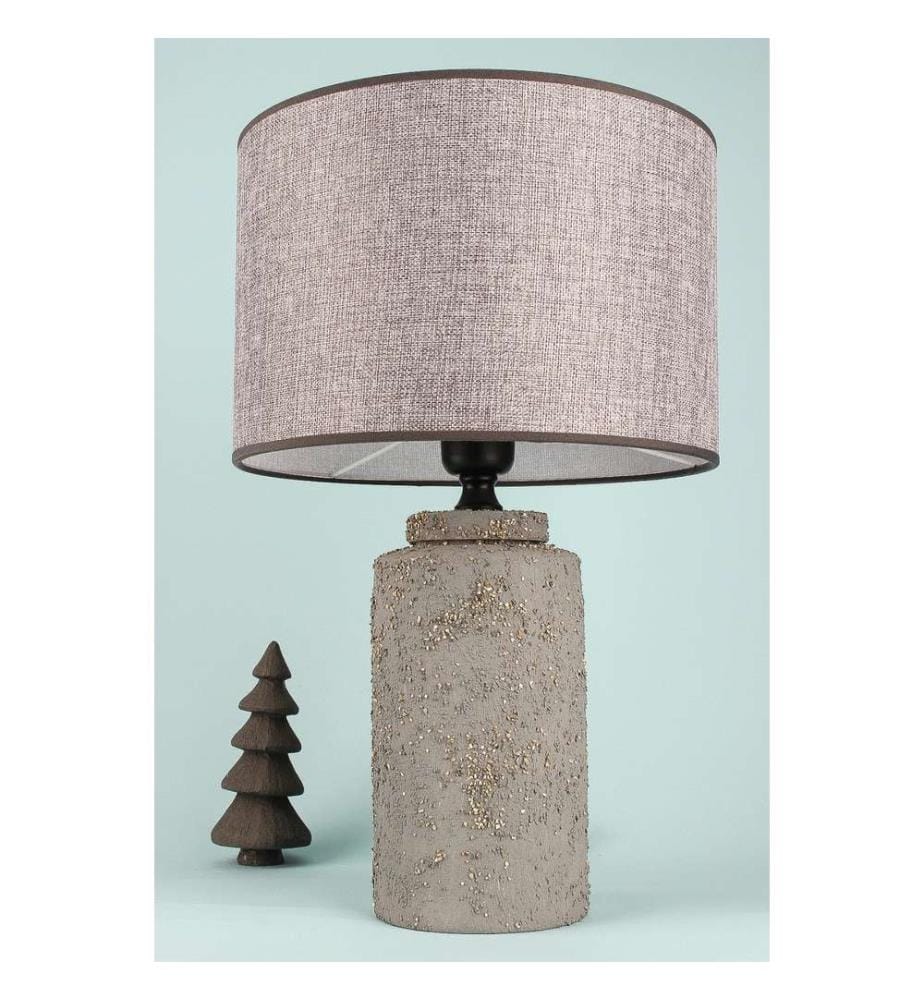 Tischlampe, grau, Keramikgehäuse, Baumwollkappe