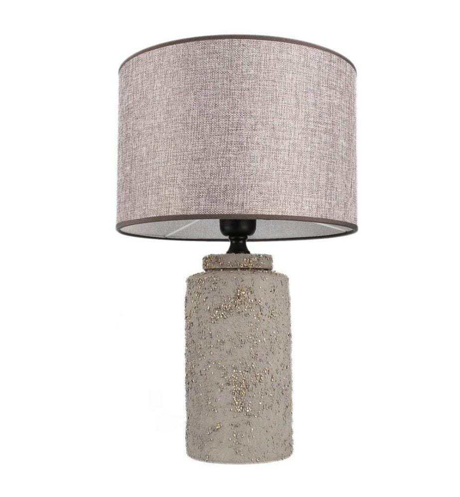 Tischlampe, grau, Keramikgehäuse, Baumwollkappe